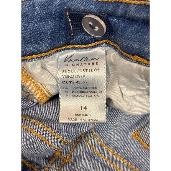 Karen Signature Mid-Rise Ankle Jeans Distressed Hem Light Wash Size 14 - Picture 5 of 6